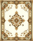 Elaborate Golden Floral Medallion Rug