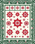 Red White Starburst Floral Border Rug