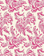 Abstract Pink Swirls On Cream Background Rug