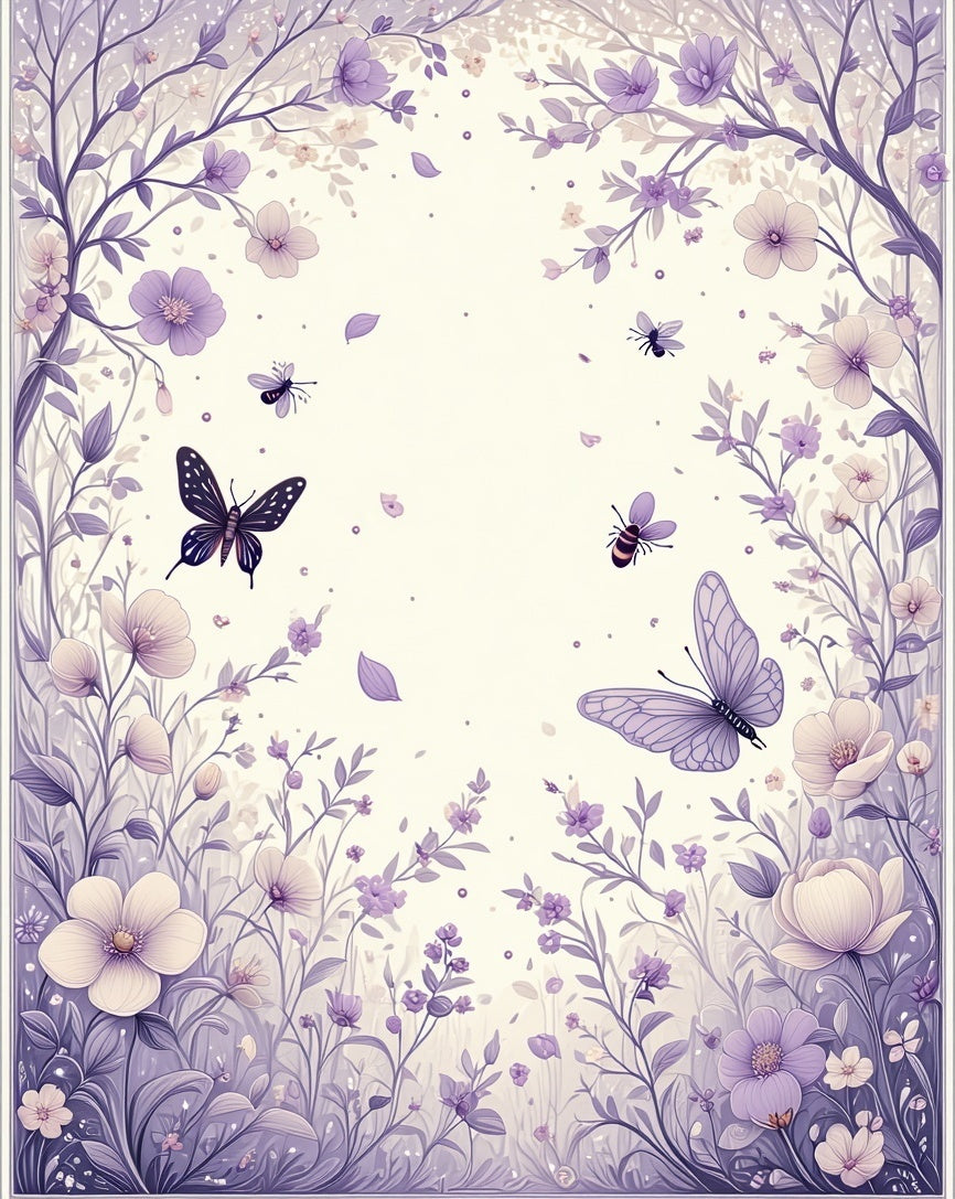 Whimsical Floral Butterfly Meadow Design Rug