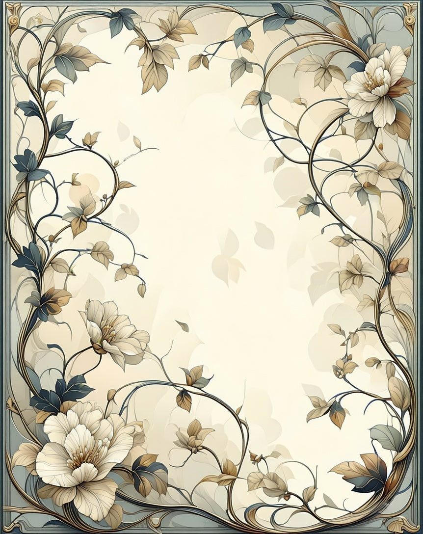 Elegant Floral Vine Scrollwork Design Rug