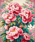 Floral Pattern With Rich Pink Peonies Rug