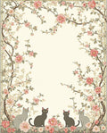 Floral Vine With Cats Pattern Rug