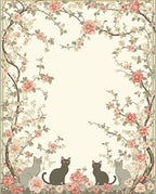 Floral Vine With Cats Pattern Rug