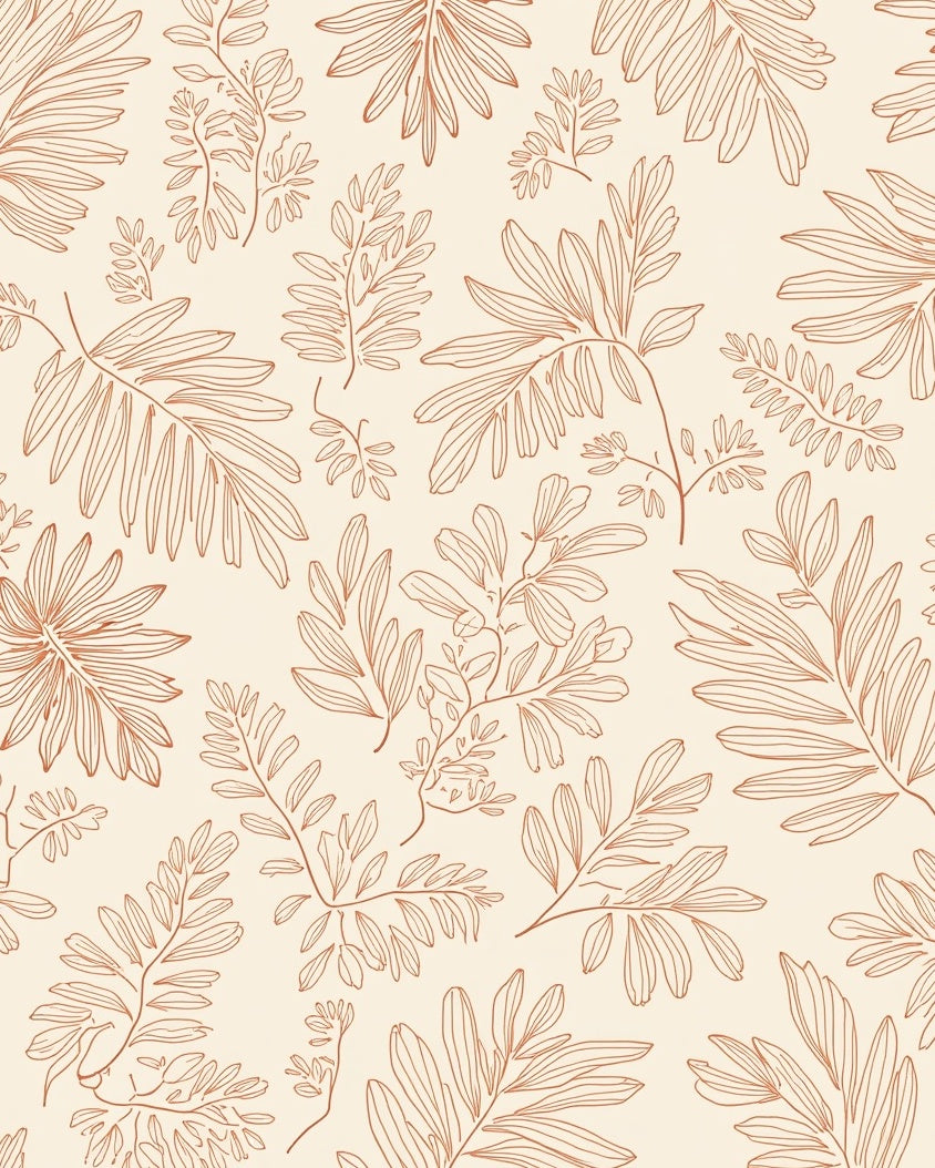 Terracotta Floral Outline Pattern Rug