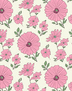 Pink Floral Outline Pattern Design Rug
