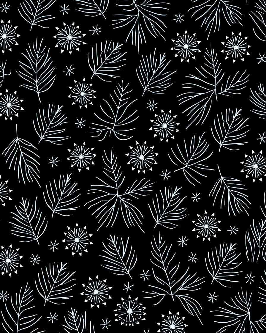 Black White Pine Needle Snowflake Rug
