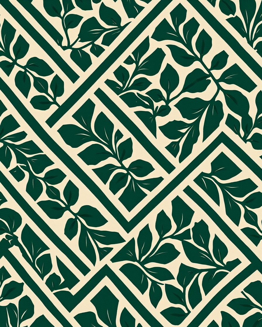 Botanical Lattice Pattern Rug