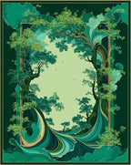 Emerald Trees and Flowing Water Art Rug