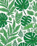 Lush Green Tropical Leaf Pattern Rug