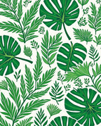 Lush Green Tropical Leaf Pattern Rug