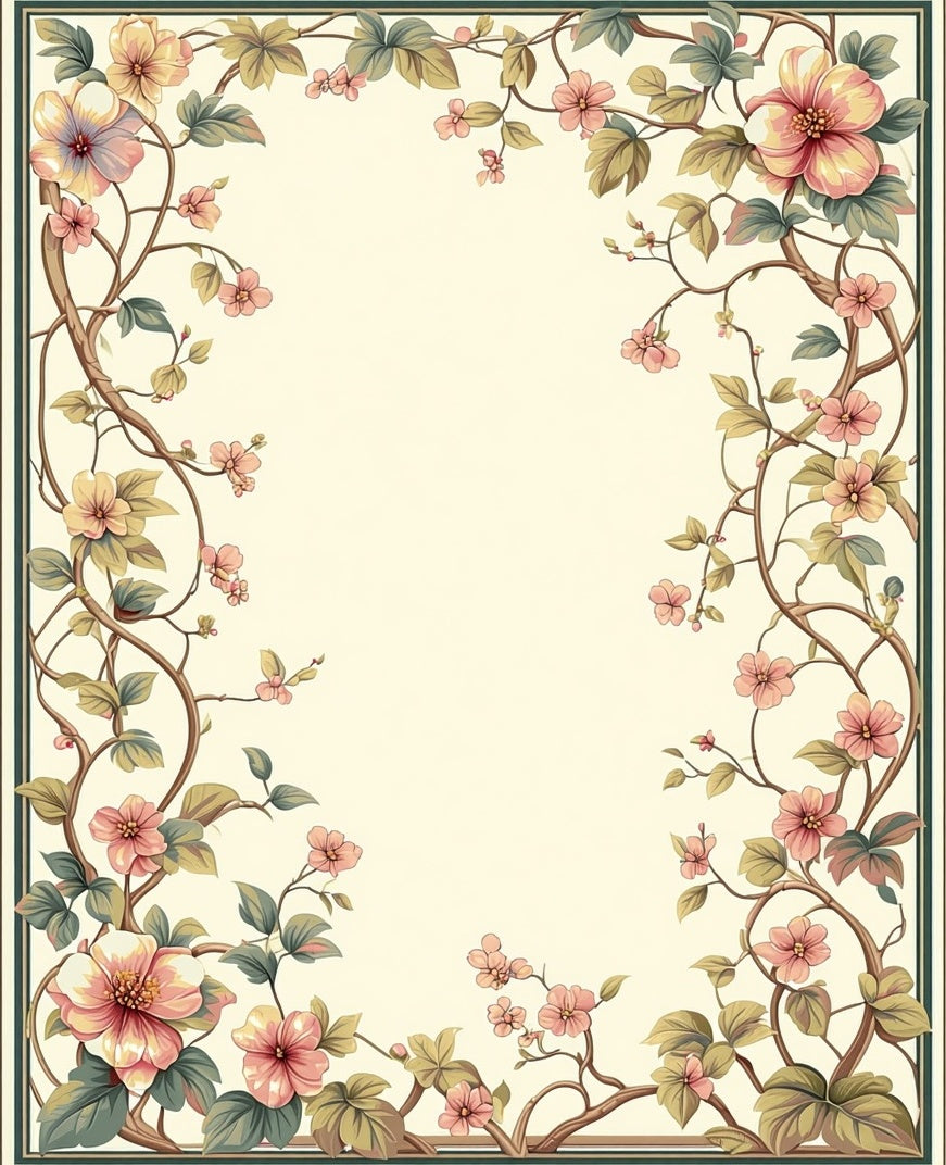 Floral Vine Border Detailed Poster Rug