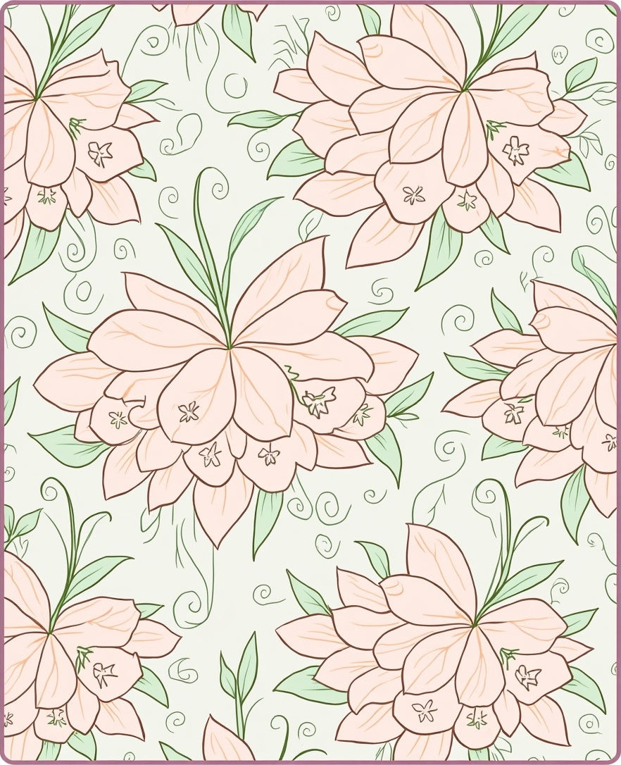 Soft Peach Floral Pattern Design Rug