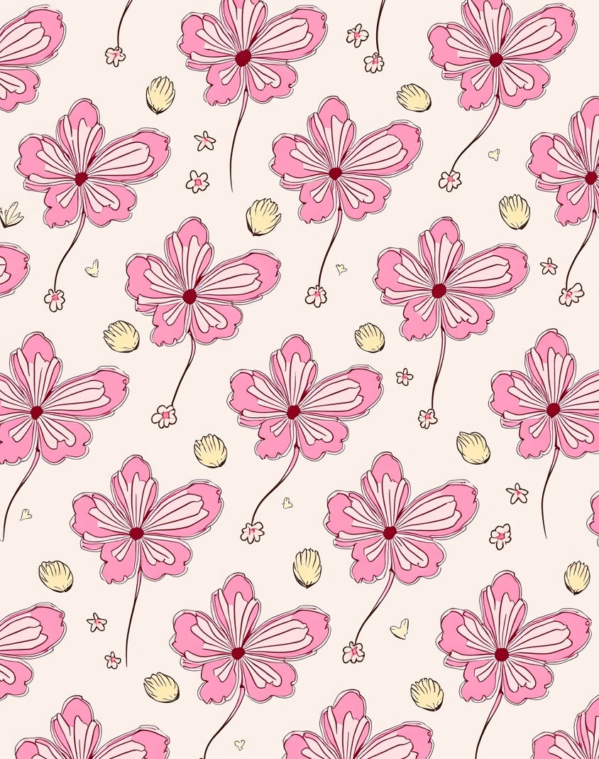 Pink Floral Pattern with Light Pink Accents Rug