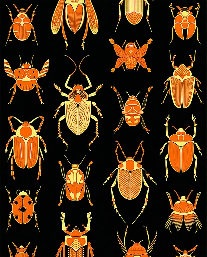 Orange Bug Pattern Design Rug