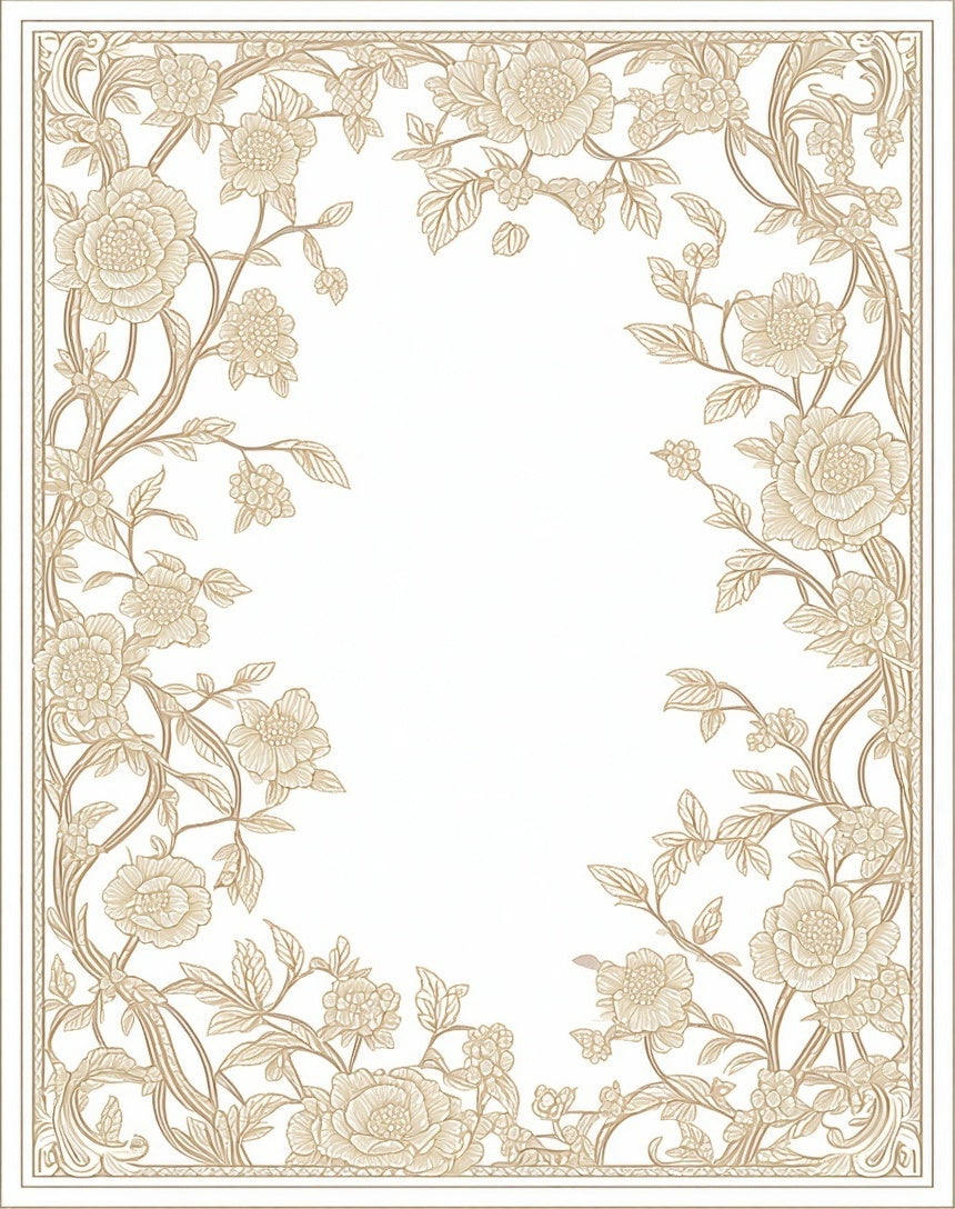Ornate Floral Vine Border Rug