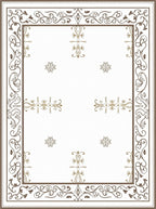 Ornate Brown Scrollwork Floral Arrangement Rug
