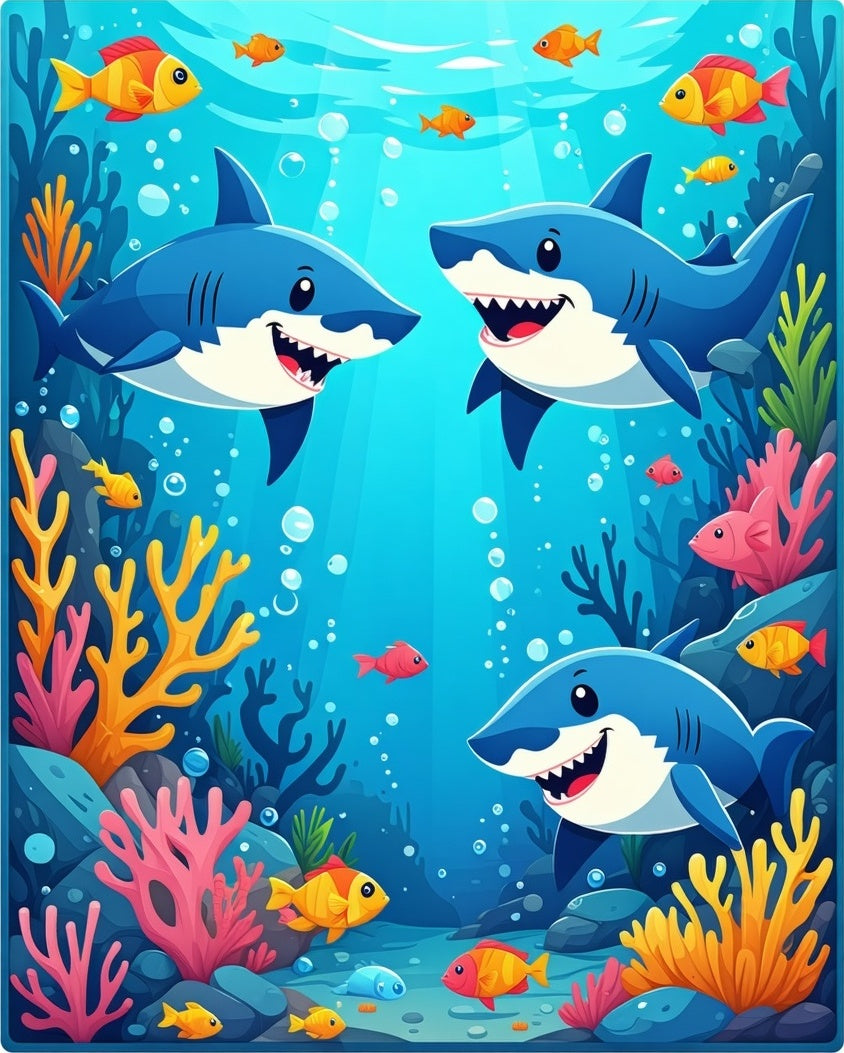Ocean Friends Shark Pattern Rug