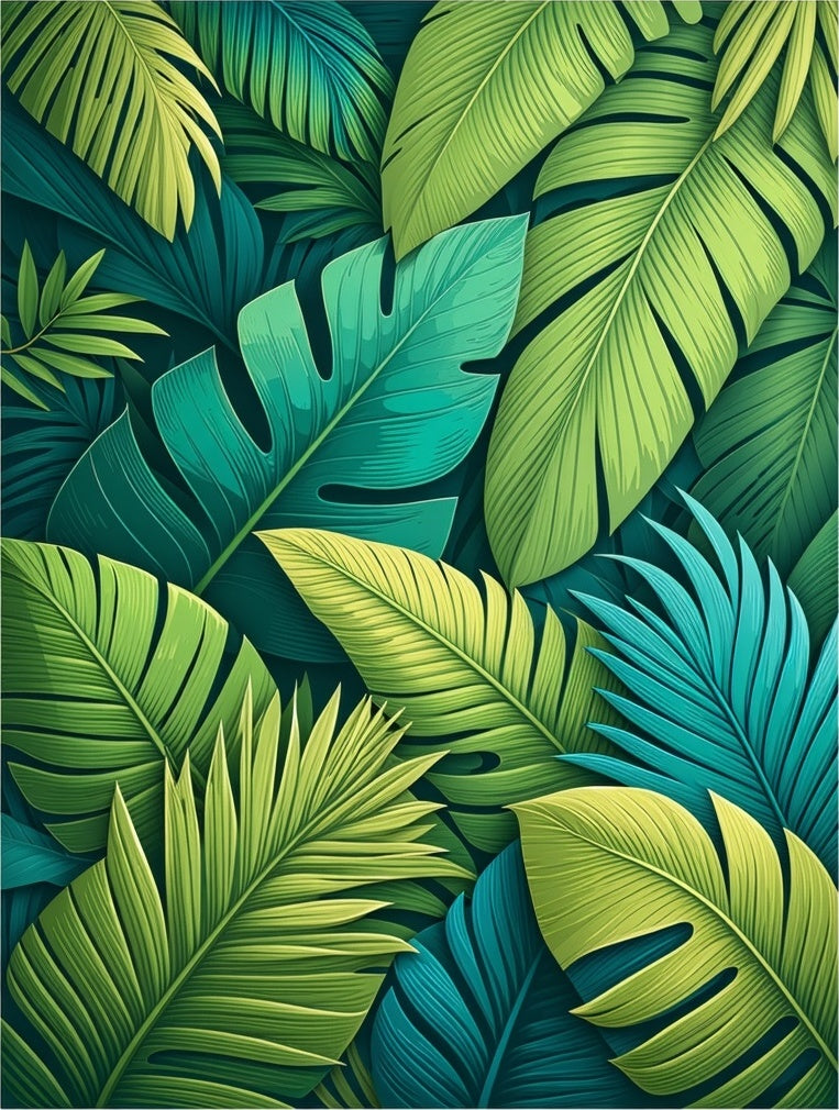 Lush Tropical Leaf Pattern Design Rug