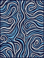 Blue Striped Swirl Abstract Design Rug