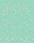 Aqua Beige Ornamental Swirl Pattern Rug