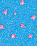 Playful Pink Faces Aquatic Swirl Rug