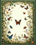 Enchanted Garden Butterfly Botanical Print Rug