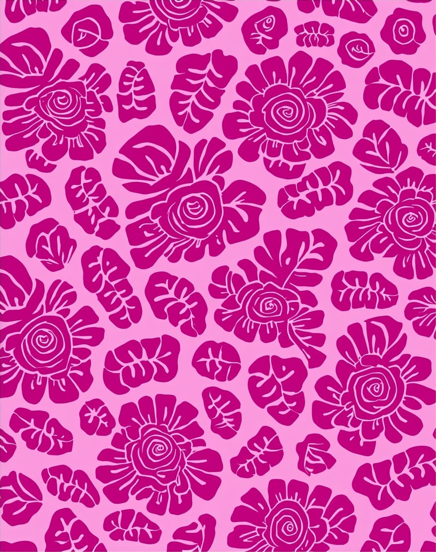 Pink Floral Pattern Art Rug