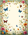 Vibrant Butterflies and Floral Garland Rug