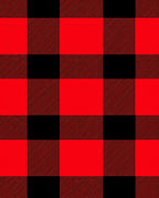 Crimson Black Plaid Squares Rug