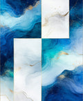 Abstract Blue Gold Swirl Design Rug