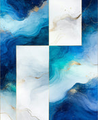 Abstract Blue Gold Swirl Design Rug