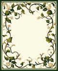 Vine Leaf Border Floral Design Rug