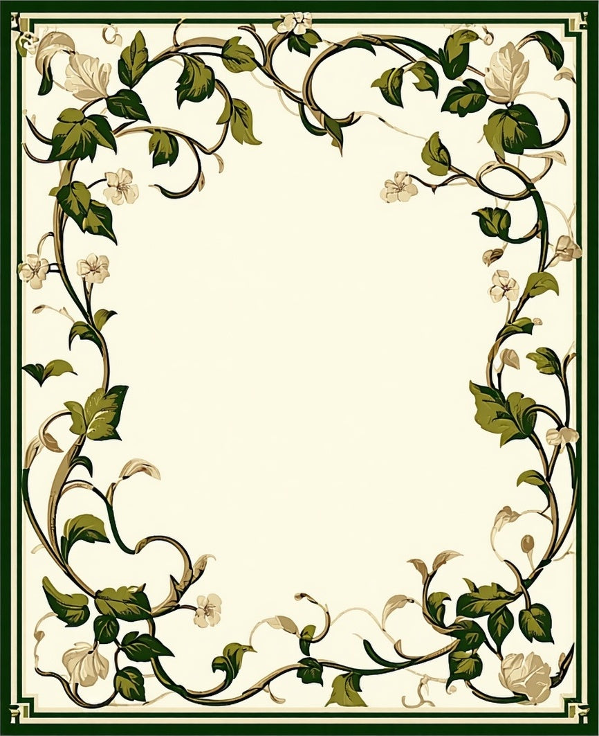 Vine Leaf Border Floral Design Rug