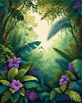 Lush Jungle Floral Leaf Pattern Rug
