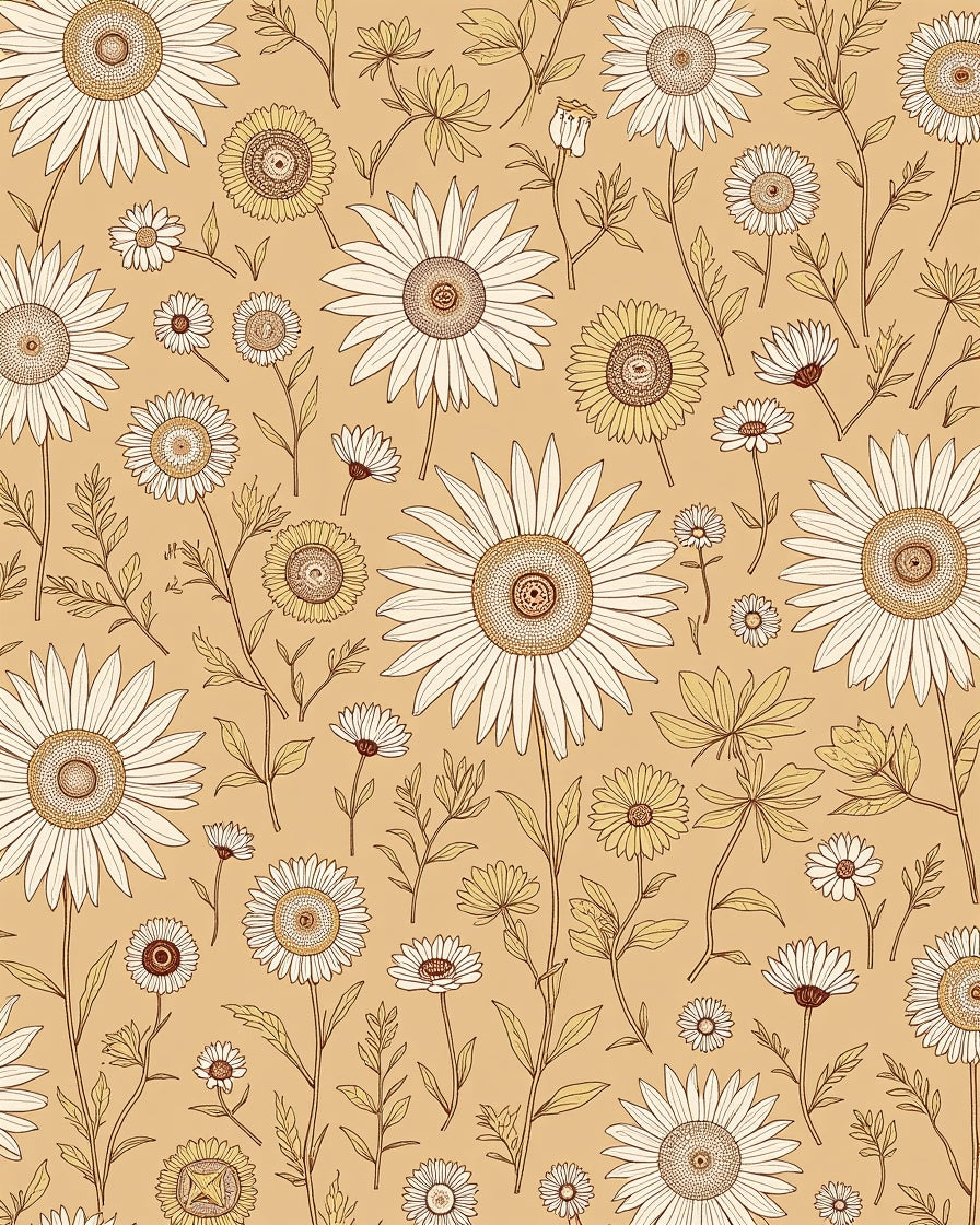 Botanical Daisy Garden Pattern Rug