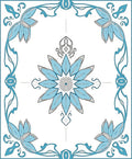 Elegant Cyan Floral Frame Rug