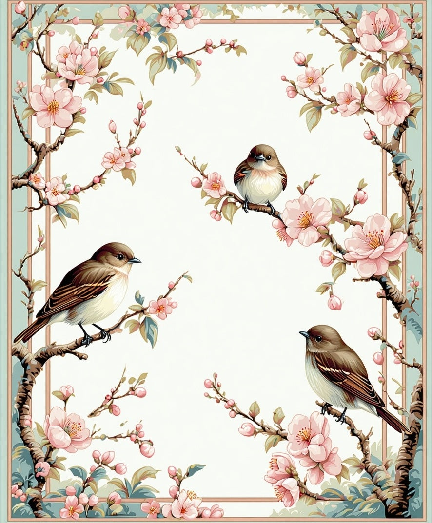 Spring Blossom Birds and Branches Rug