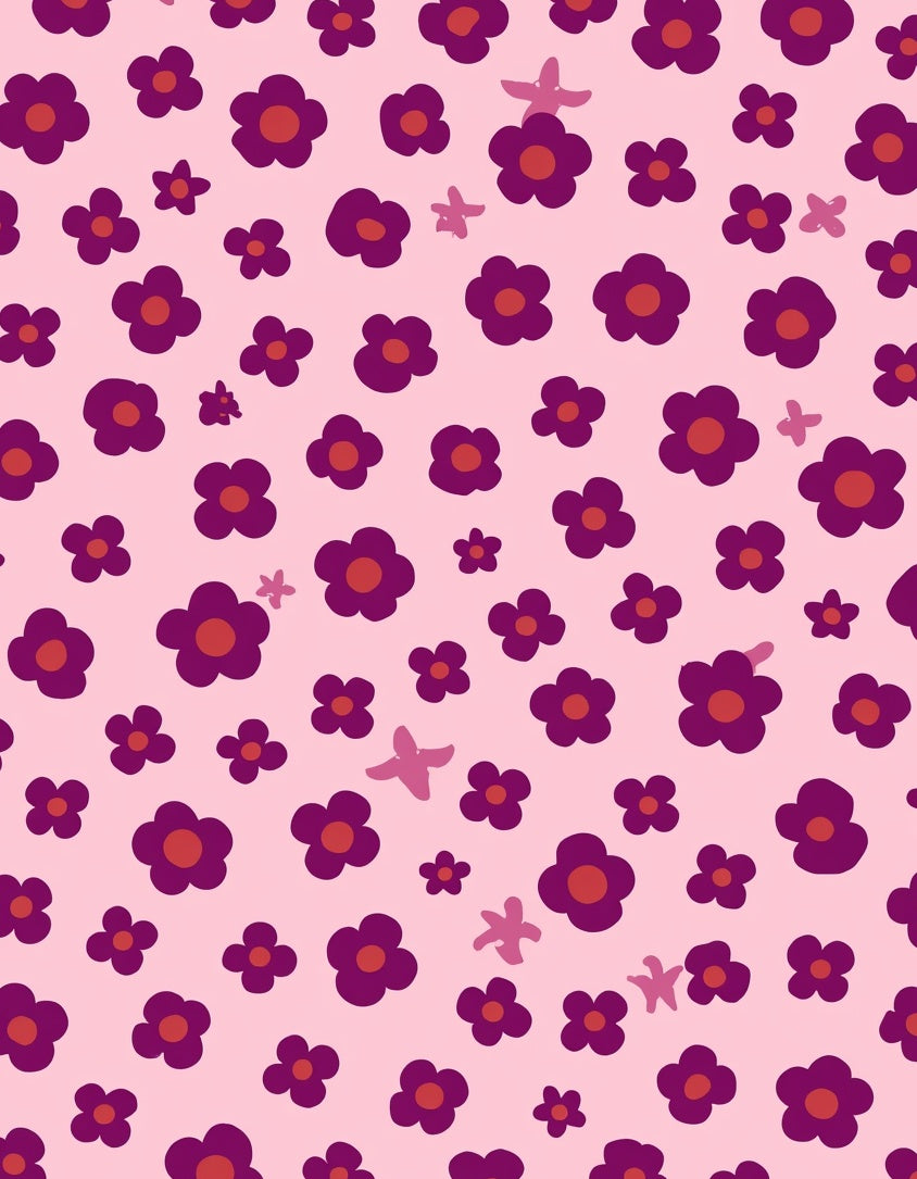 Charming Pink Floral Pattern Design Rug