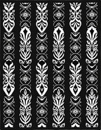 Elegant Black White Floral Stripes Rug