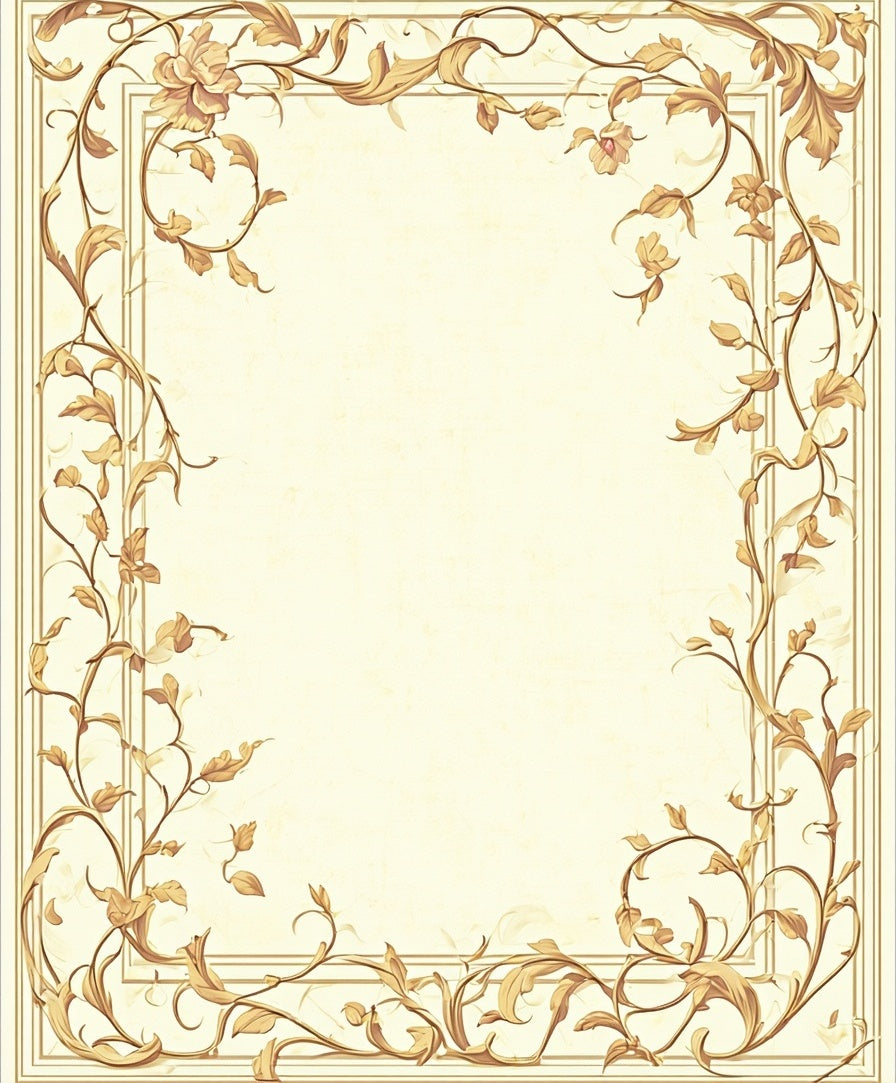 Classical Floral Vine Border Design Rug