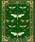 Art Nouveau Insect Floral Emerald Garden Rug