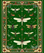 Art Nouveau Insect Floral Emerald Garden Rug