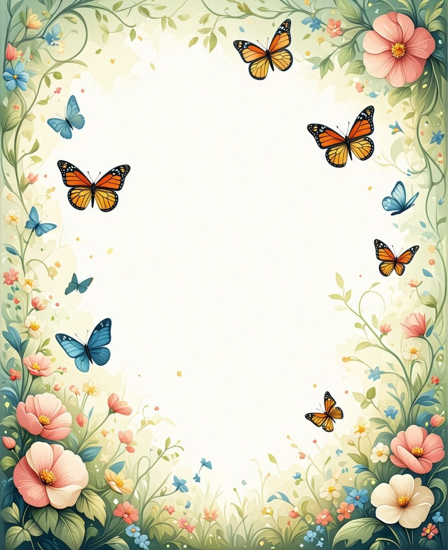 Whimsical Butterfly Floral Garden Rug
