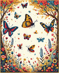 Vibrant Butterflies Blooming Garden Pattern Rug