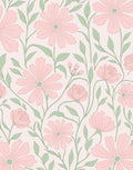 Pastel Pink Floral Garden Pattern Rug