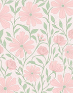 Pastel Pink Floral Garden Pattern Rug