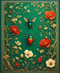 Emerald Garden Beetle Floral Tapestry Rug