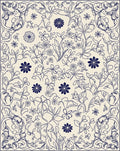 Navy Floral Vine Line Art Rug
