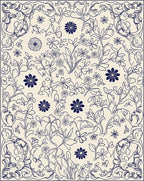 Navy Floral Vine Line Art Rug
